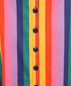 New In Bright & Beautiful Amory Rainbow Wishes Stripe 50's Midi Skirt Multi