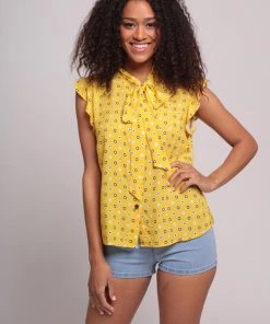 Bright & Beautiful Penny Polka Meadow 70's Blouse Yellow