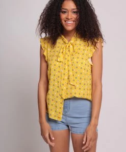 Bright & Beautiful Penny Polka Meadow 70's Blouse Yellow
