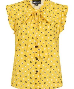 Bright & Beautiful Penny Polka Meadow 70's Blouse Yellow