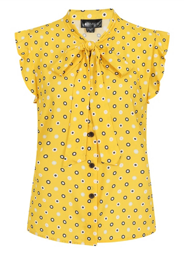 Bright & Beautiful Penny Polka Meadow 70's Blouse Yellow