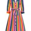 Bright & Beautiful Lauren Rainbow Wishes Stripe 50's Dress Multi