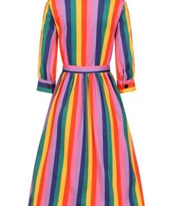 Bright & Beautiful Lauren Rainbow Wishes Stripe 50's Dress Multi