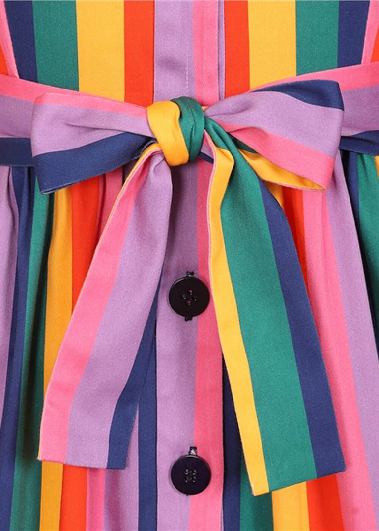 Bright & Beautiful Lauren Rainbow Wishes Stripe 50's Dress Multi