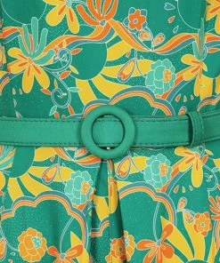 New In Bright & Beautiful Maggie Holiday 70's Trip Jumpsuit Multi