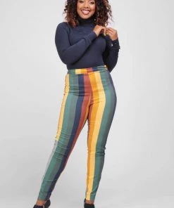 Bright & Beautiful Penny Primary Stripe 70's Trousers Multi
