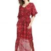 New In Bright & Beautiful Yana Floral Maxi Dress Red