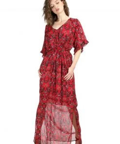 New In Bright & Beautiful Yana Floral Maxi Dress Red