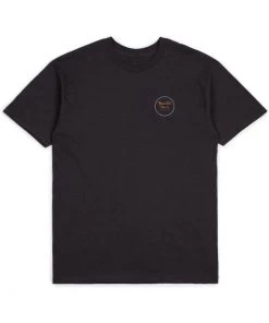 New In Brixton Mens Wheeler Ll SS Washed T-Shirt Black Blue