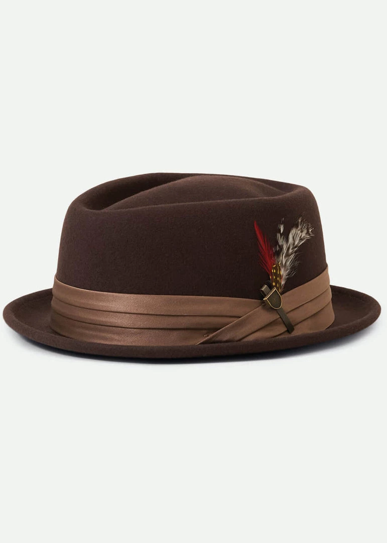 New In Brixton Stout Pork Pie Hat Brown Bronze