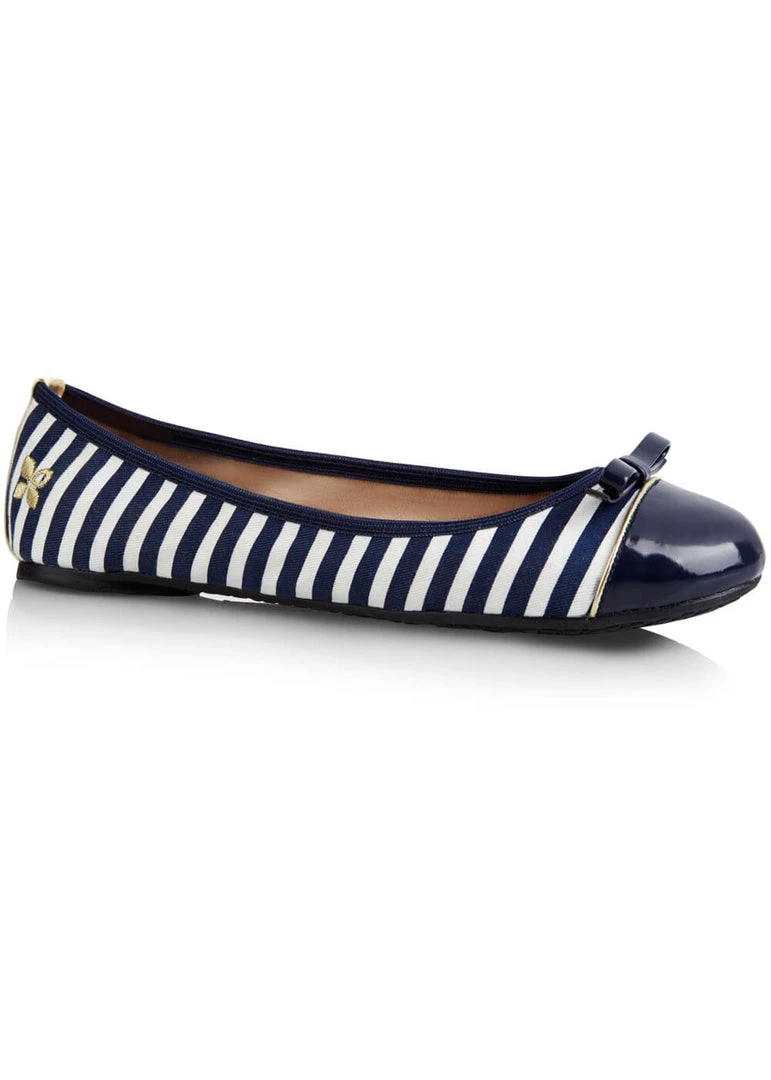 Butterfly Twist Care Stripe Foldable Flats Navy White