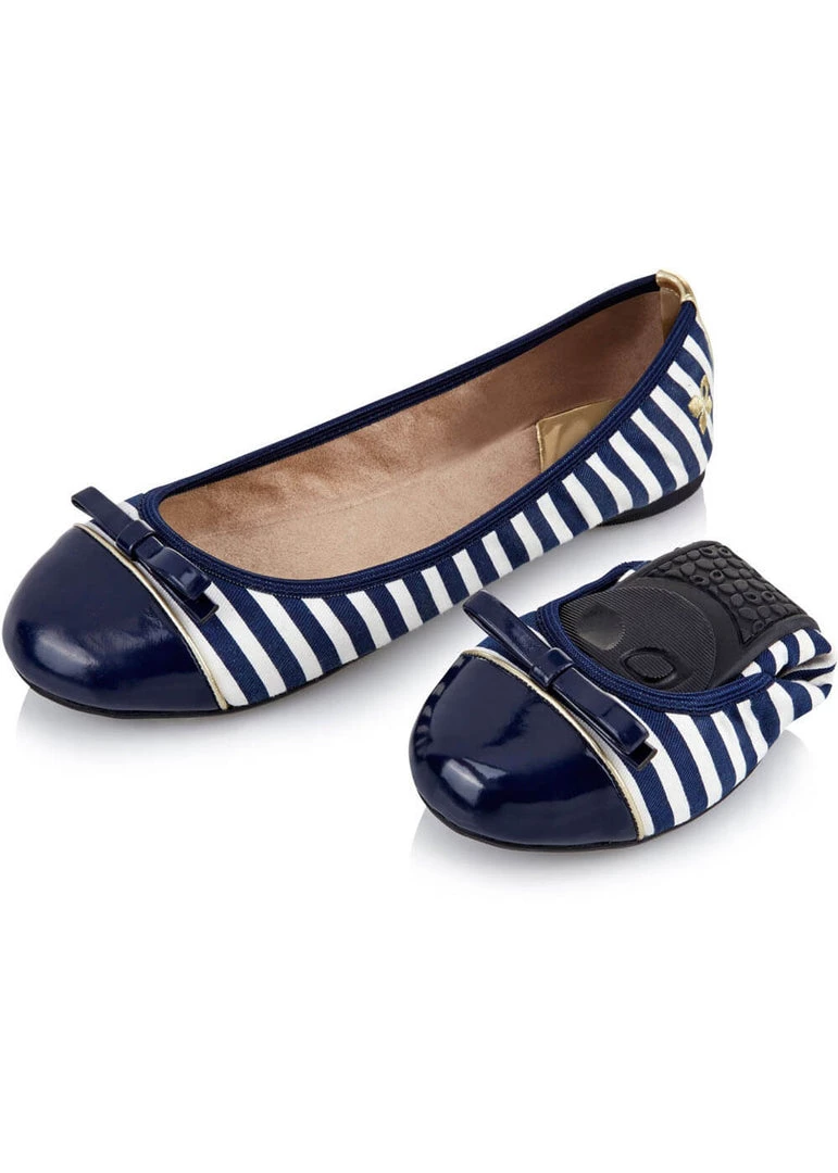 Butterfly Twist Care Stripe Foldable Flats Navy White