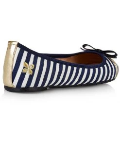 Butterfly Twist Care Stripe Foldable Flats Navy White