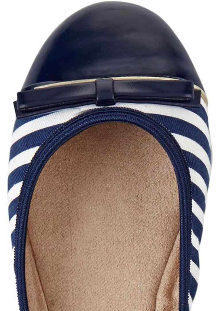 Butterfly Twist Care Stripe Foldable Flats Navy White