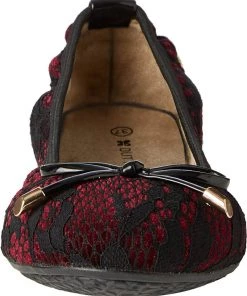 New In Butterfly Twist Sasha Lace Foldable Flats Berry