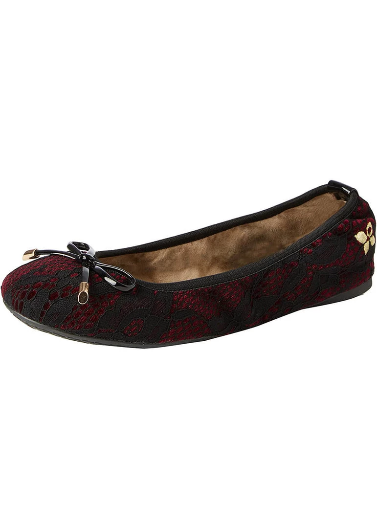 New In Butterfly Twist Sasha Lace Foldable Flats Berry