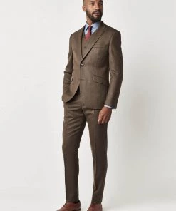 New In Gibson London Ethan Herringbone Jacket Coffee