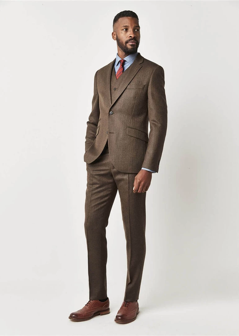 New In Gibson London Ethan Herringbone Jacket Coffee