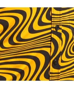 Chenaski Mens Wavyline 70's Shirt Yellow Black