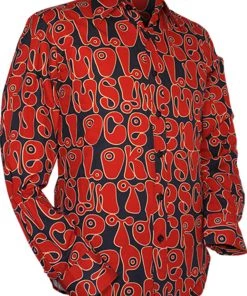 New In Chenaski Mens Moloko 70's Shirt Navy Red