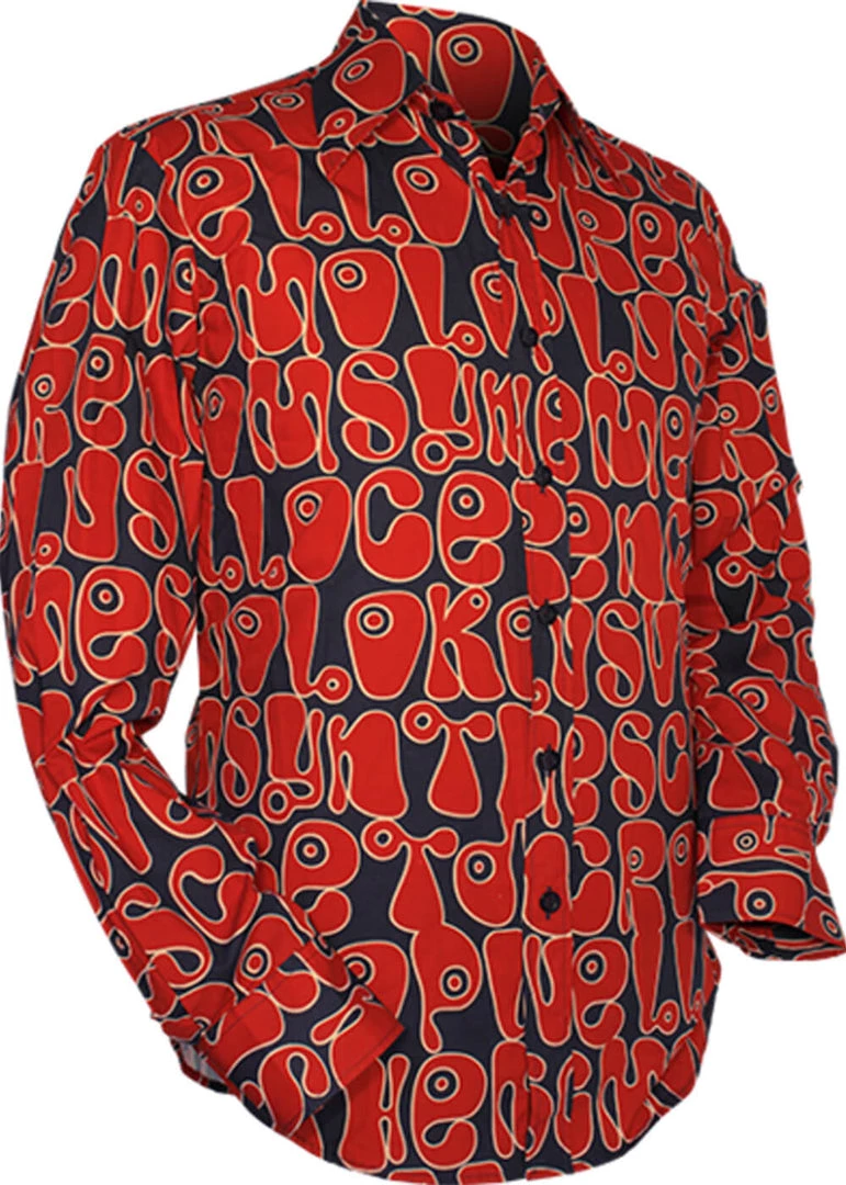 New In Chenaski Mens Moloko 70's Shirt Navy Red