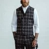 Chet Rock Mens Chuck Tartan Waistcoat Green New In