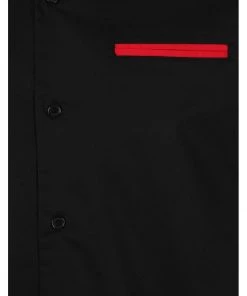 Chet Rock Men Loud Rex 50's Bowling Shirt Black Red
