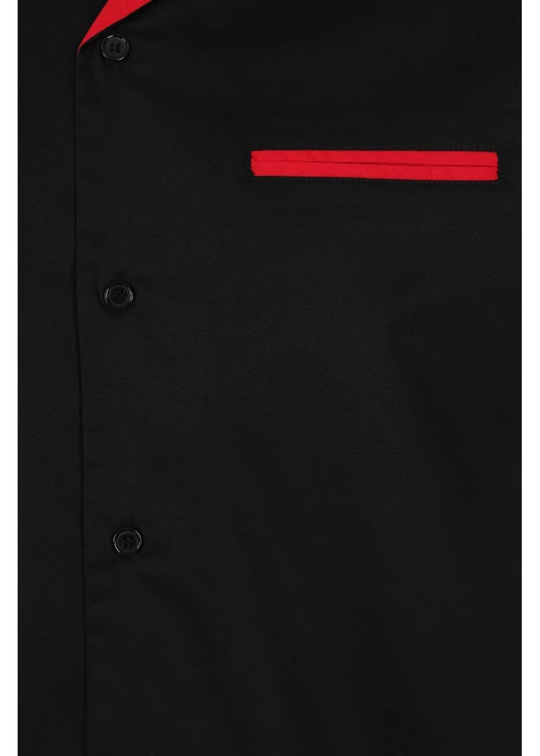 Chet Rock Men Loud Rex 50's Bowling Shirt Black Red