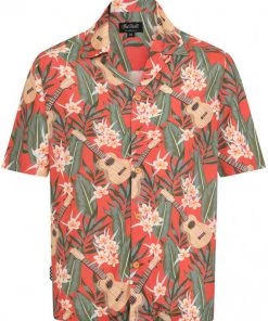 Chet Rock Mens Ukulele 50's Shirt Orange