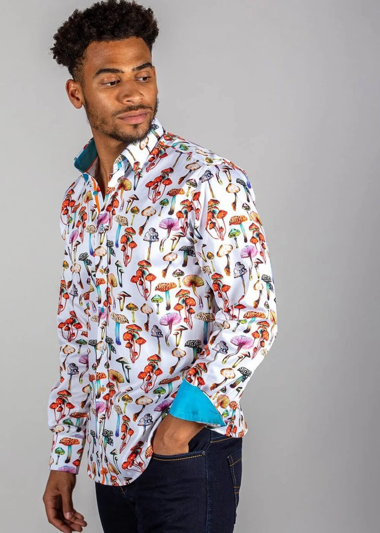 Claudio Lugli Mens Mushrooms Shirt White New In