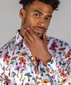 Claudio Lugli Mens Mushrooms Shirt White New In