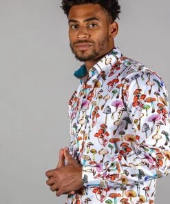 Claudio Lugli Mens Mushrooms Shirt White New In