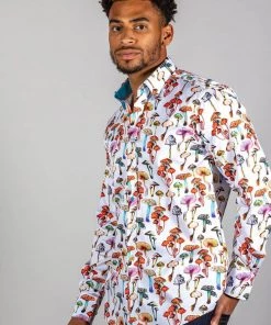 Claudio Lugli Mens Mushrooms Shirt White New In