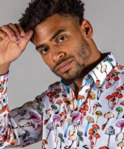 Claudio Lugli Mens Mushrooms Shirt White New In
