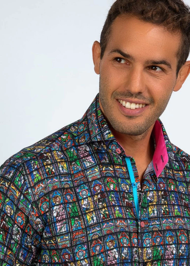 Claudio Lugli Heren Stained Glass Saints Shirt New In