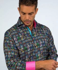 Claudio Lugli Heren Stained Glass Saints Shirt New In