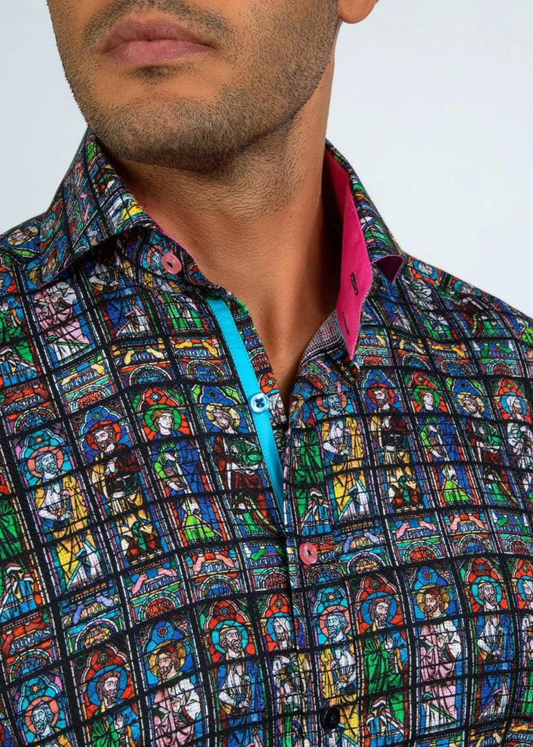 Claudio Lugli Heren Stained Glass Saints Shirt New In