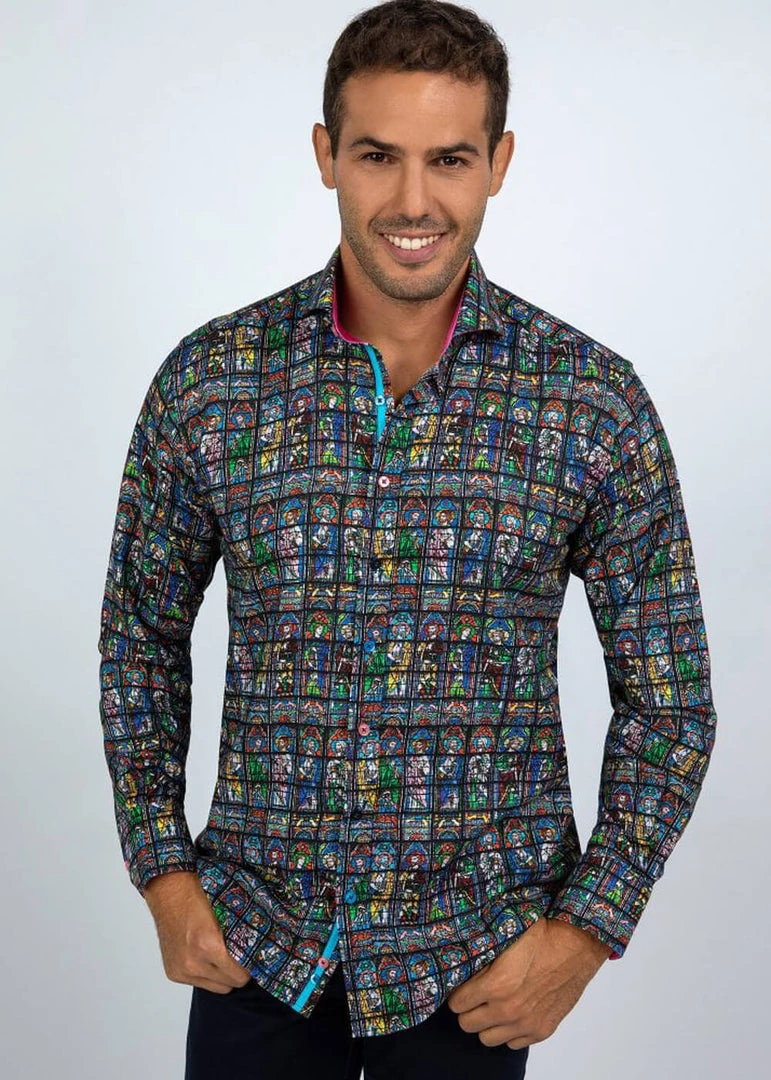 Claudio Lugli Heren Stained Glass Saints Shirt New In