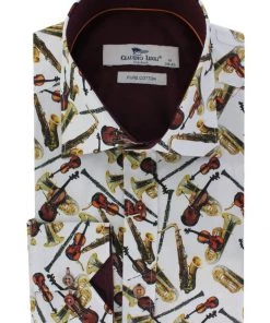 Claudio Lugli Mens Musical Instruments Shirt White New In