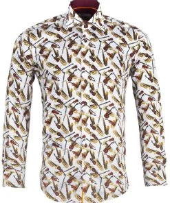 Claudio Lugli Mens Musical Instruments Shirt White New In
