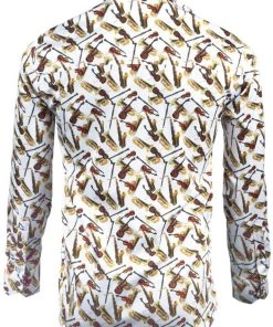 Claudio Lugli Mens Musical Instruments Shirt White New In