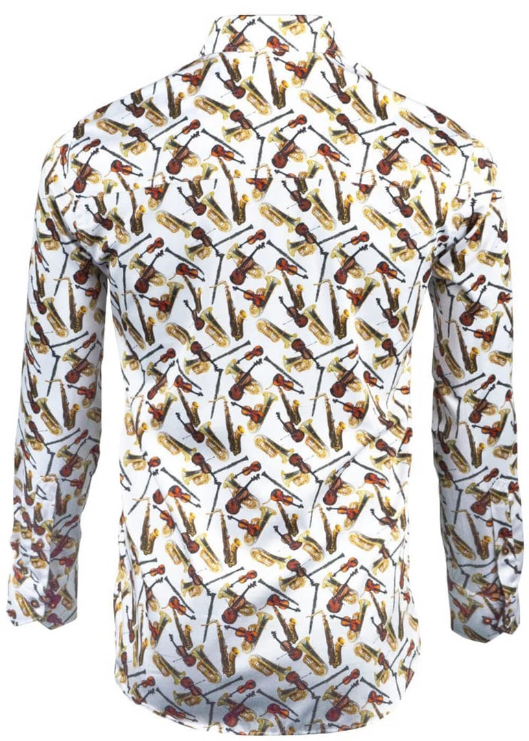 Claudio Lugli Mens Musical Instruments Shirt White New In