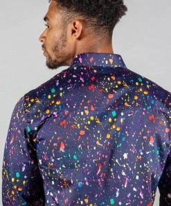 Claudio Lugli Mens Paint Shirt Navy