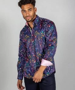 Claudio Lugli Mens Paint Shirt Navy