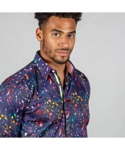 Claudio Lugli Mens Paint Shirt Navy