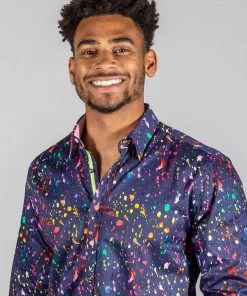 Claudio Lugli Mens Paint Shirt Navy