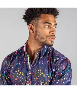 Claudio Lugli Mens Paint Shirt Navy