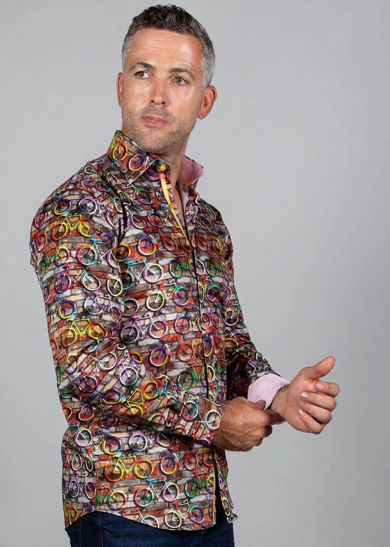 New In Claudio Lugli Mens Bicycles Shirt Brown