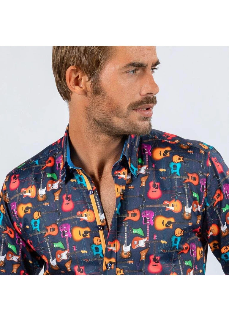 Claudio Lugli Mens Guitars Shirt Navy