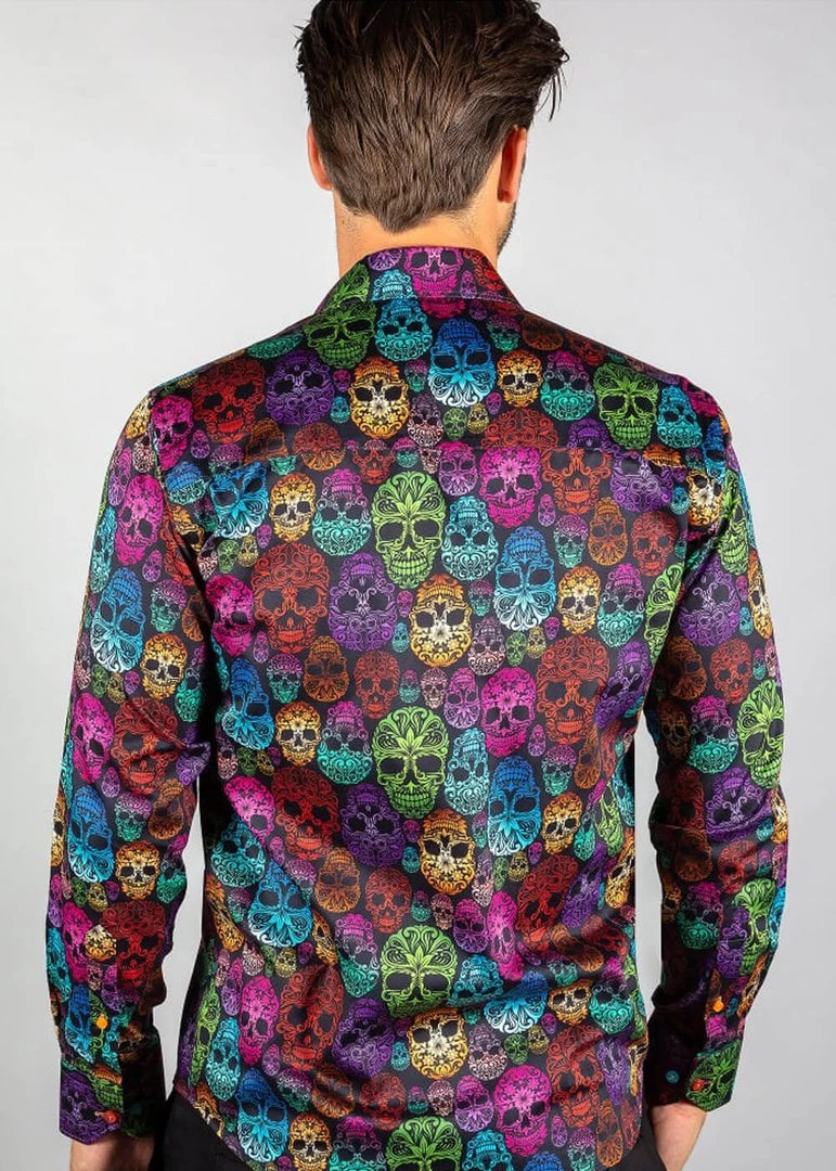 Claudio Lugli Mens Bright Skulls Shirt Black New In